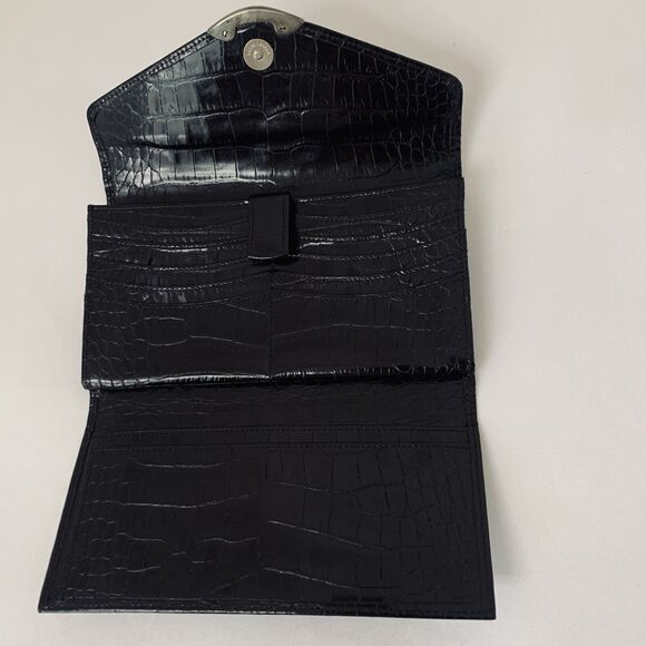 Vintage Ralph Lauren Wallet Alligator Embossed Leather Black Rare Production 80s - Picture 6 of 13